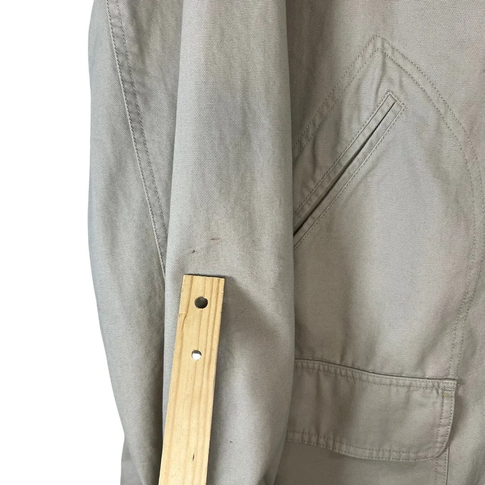 Lands End Mens XXL Barn Coat Canvas Field Jacket Khaki Plaid Removable Liner